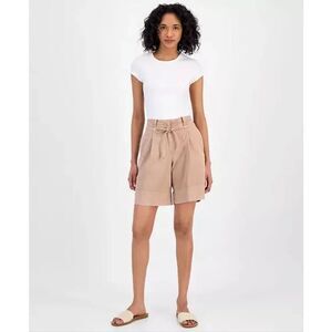HUGO BOSS Orange High-Rise Baggy-Fit Shorts Beige 4